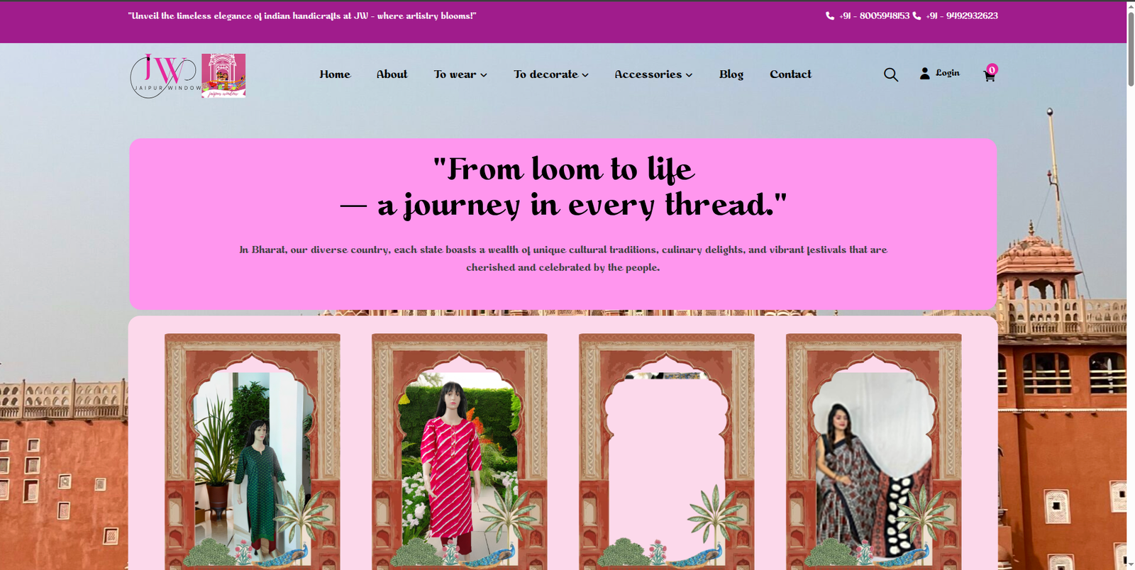 Jaipur Window – Handcrafted Indian Products E-Commerce Platform
